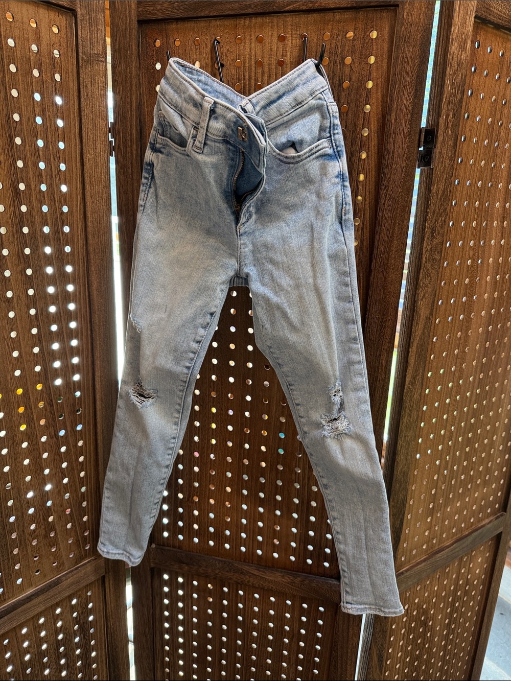 GAP Faded Light Blue Ripped Kids Jeans